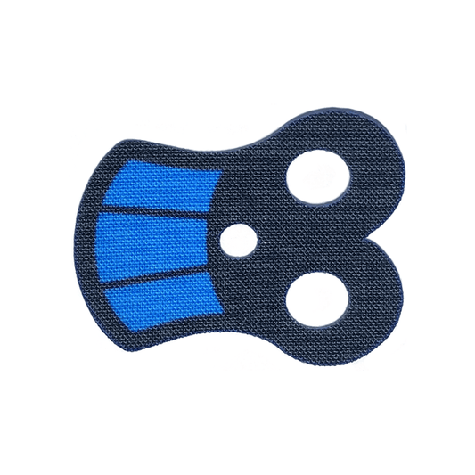 Blue Minifigure Armor Pauldron Cloth with Black Neck, Concave Top and Sides, and 2 Thick Black Stripes Pattern Sealed