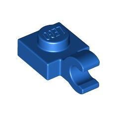 Blue Plate, Modified 1 x 1 with Open O Clip Horizontal Grip