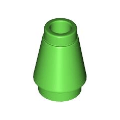 Bright Green Cone 1 x 1 with Top Groove