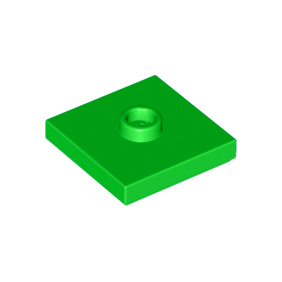 Bright Green Plate, Modified 2 x 2 with Groove and 1 Stud in Center Jumper