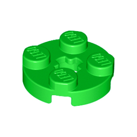 Bright Green Plate, Round 2 x 2 with Axle Hole
