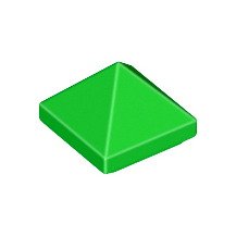 Bright Green Slope 45 1 x 1 x 2/3 Quadruple Convex Pyramid