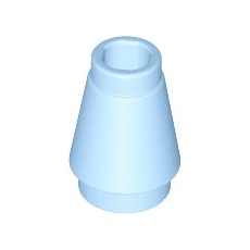 Bright Light Blue Cone 1 x 1 with Top Groove