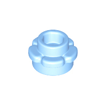 Bright Light Blue Plate, Round 1 x 1 with Flower Edge 5 Petals