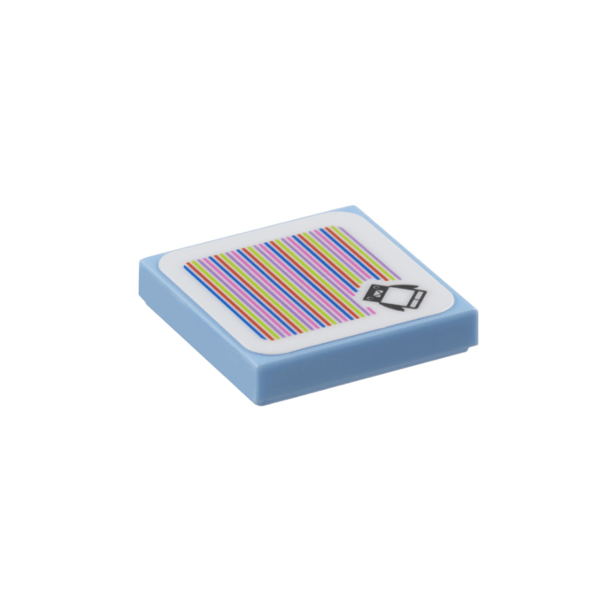 Bright Light Blue Tile 2 x 2 with Super Mario Scanner Code Penguin Pattern Sticker - Set 71430