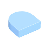 Bright Light Blue Tile, Round 1 x 1 Half Circle Extended