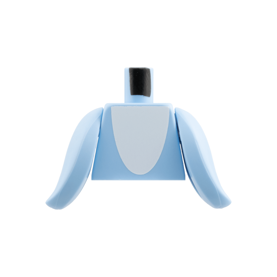 Bright Light Blue Torso Dolphin with White Ventral Patch Pattern / Bright Light Blue Fins