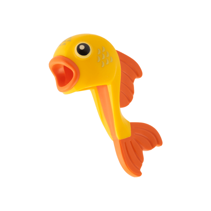 Bright Light Orange Minifigure, Headgear Head Cover, Costume Goldfish, Molded Orange Lips, Tail and Fin, Printed Black Pupils and Gold Scales Pattern