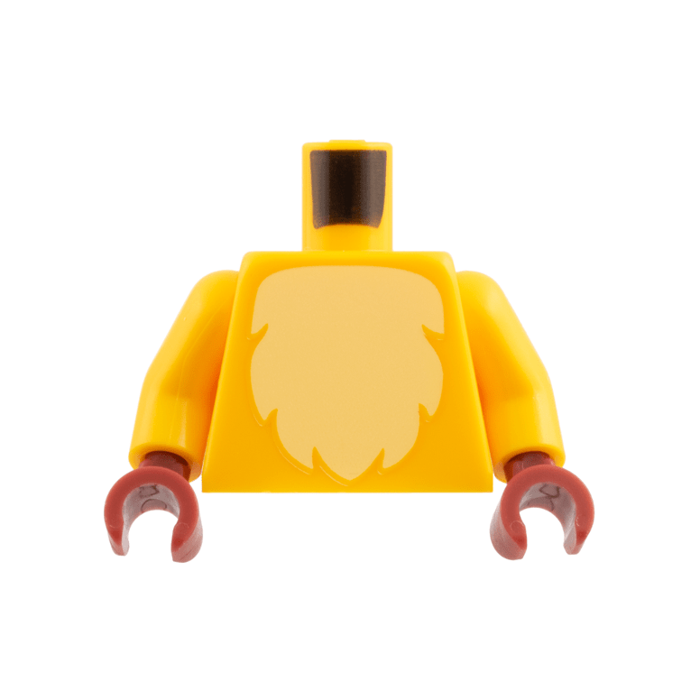 Bright Light Orange Torso with Bright Light Yellow Fur Pattern / Bright Light Orange Arms / Dark Red Hands