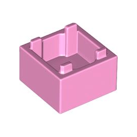 Bright Pink Container, Box 2 x 2 x 1 - Top Opening with Raised Inner Bottom