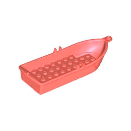Coral Boat, 14 x 5 x 2 with Oarlocks without Hollow Inside Studs