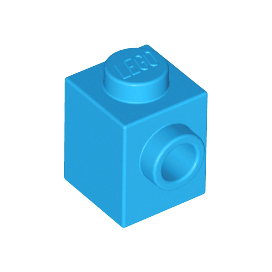 Dark Azure Brick, Modified 1 x 1 with Stud on Side