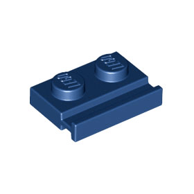 Dark Blue Plate, Modified 1 x 2 with Door Rail