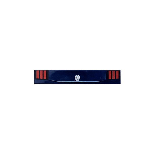 Dark Blue Tile 1 x 6 with Silver Ford Mustang Dark Horse Logo and Red Car Taillights with Black Outline Pattern