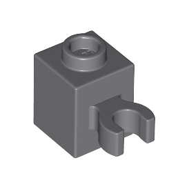 Dark Bluish Gray Brick, Modified 1 x 1 with Open O Clip Vertical Grip - Hollow Stud