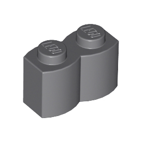 Dark Bluish Gray Brick, Modified 1 x 2 with Log Profile