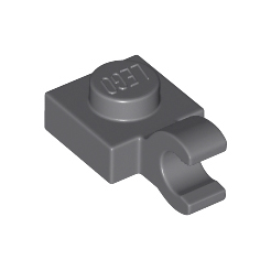 Dark Bluish Gray Plate, Modified 1 x 1 with Open O Clip Horizontal Grip