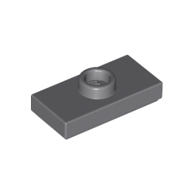 Dark Bluish Gray Plate, Modified 1 x 2 with 1 Stud with Groove and Bottom Stud Holder Jumper