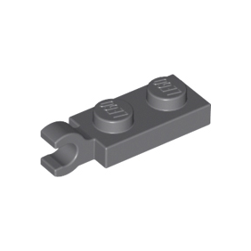 Dark Bluish Gray Plate, Modified 1 x 2 with Clip on End Horizontal Grip