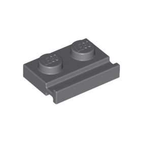 Dark Bluish Gray Plate, Modified 1 x 2 with Door Rail