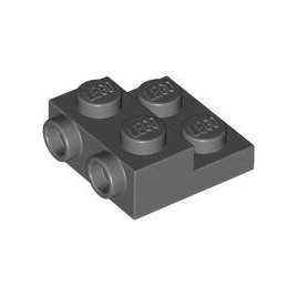 Dark Bluish Gray Plate, Modified 2 x 2 x 2/3 with 2 Studs on Side - Hollow Bottom Tube