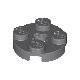 Dark Bluish Gray Plate, Round 2 x 2 with Axle Hole