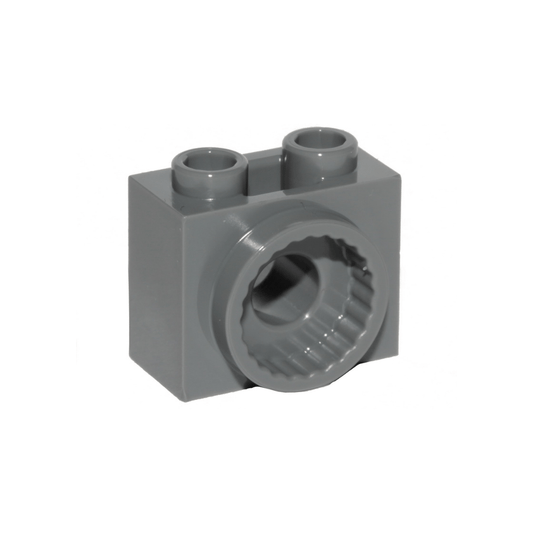 Dark Bluish Gray Technic, Brick Modified 1 x 2 x 1 1/3 with Rotation Joint Socket