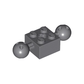 Dark Bluish Gray Technic, Brick Modified 2 x 2 with 2 Ball Joints and Axle Hole