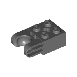 Dark Bluish Gray Technic, Brick Modified 2 x 2 with Ball Socket and Axle Hole - Straight Forks with Round Ends and Closed Sides