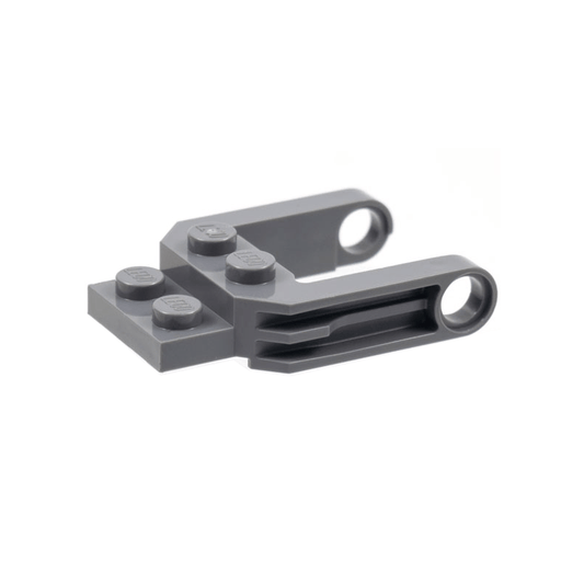 Dark Bluish Gray Vehicle, Base 2 x 2 x 2/3 Wheel Fork with 2 Arms and Pin Holes