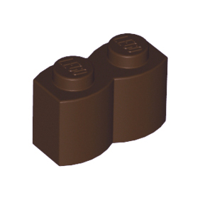 Dark Brown Brick, Modified 1 x 2 with Log Profile