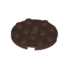 Dark Brown Plate, Round 4 x 4 with Hole