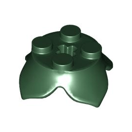 Dark Green Plant Leaves 2 x 2 with 4 Petals and Axle Hole