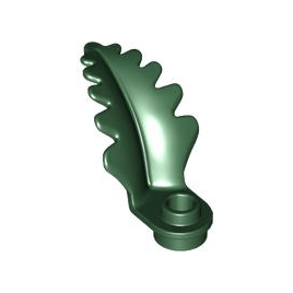 Dark Green Plant Plate, Round 1 x 1 with Curved, Upright Leaf