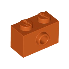 Dark Orange Brick, Modified 1 x 2 with Stud on Side with Bottom Stud Holder