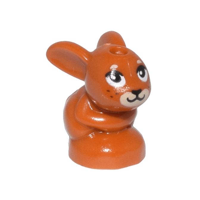 Dark Orange Bunny / Rabbit, Friends Style, Baby, Sitting with Black Eyes, Nose, and Whiskers and Tan Muzzle Pattern