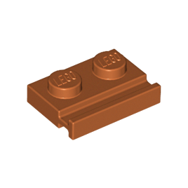 Dark Orange Plate, Modified 1 x 2 with Door Rail