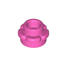 Dark Pink Plate, Round 1 x 1 with Flower Edge 5 Petals