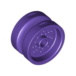 Dark Purple Wheel 18mm D. x 12mm with Pin Hole and Stud, Dotted Brake Rotor Lines