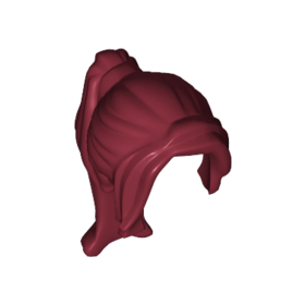 Dark Red Minifigure, Hair Female Ponytail Long with Side Bangs