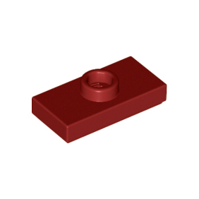 Dark Red Plate, Modified 1 x 2 with 1 Stud with Groove and Bottom Stud Holder Jumper