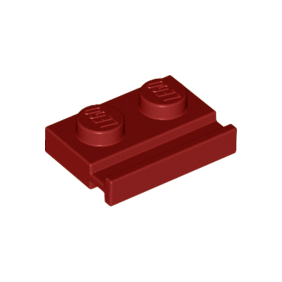 Dark Red Plate, Modified 1 x 2 with Door Rail