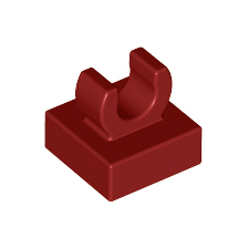 Dark Red Tile, Modified 1 x 1 with Open O Clip