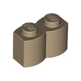 Dark Tan Brick, Modified 1 x 2 with Log Profile