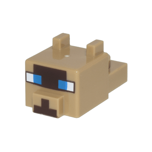 Dark Tan Creature Head Pixelated with Ears, Nose, and Face with Blue Eyes and Dark Brown Nose and Face Pattern Minecraft Cat