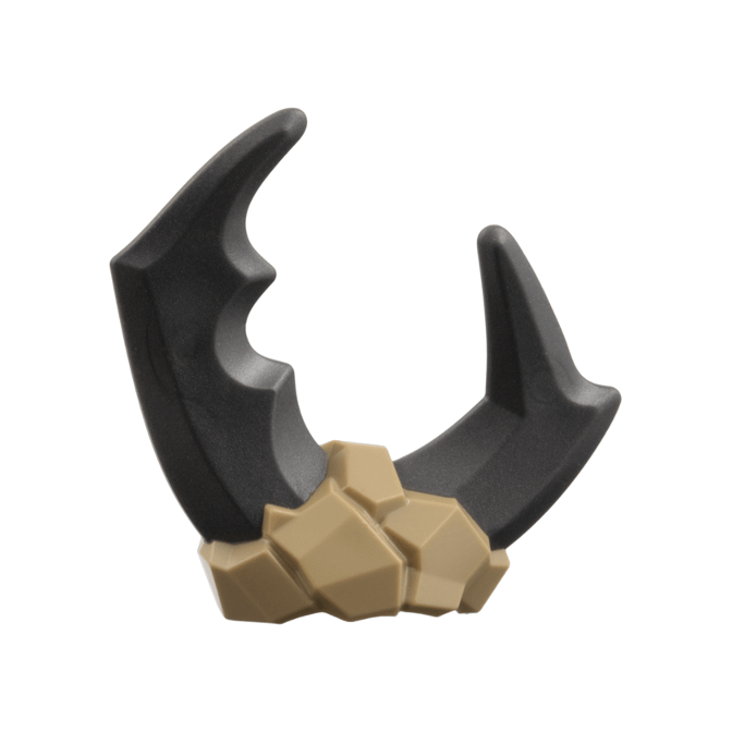 Dark Tan Minifigure, Headgear Stone with Large Molded Pearl Dark Gray Pincers Pattern