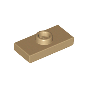 Dark Tan Plate, Modified 1 x 2 with 1 Stud with Groove and Bottom Stud Holder Jumper