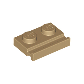 Dark Tan Plate, Modified 1 x 2 with Door Rail