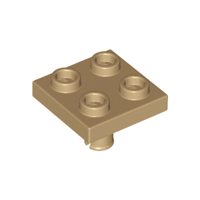 Dark Tan Plate, Modified 2 x 2 with Pin on Bottom
