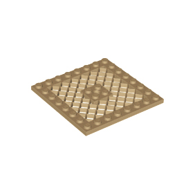 Dark Tan Plate, Modified 8 x 8 with Grille and Hole in Center